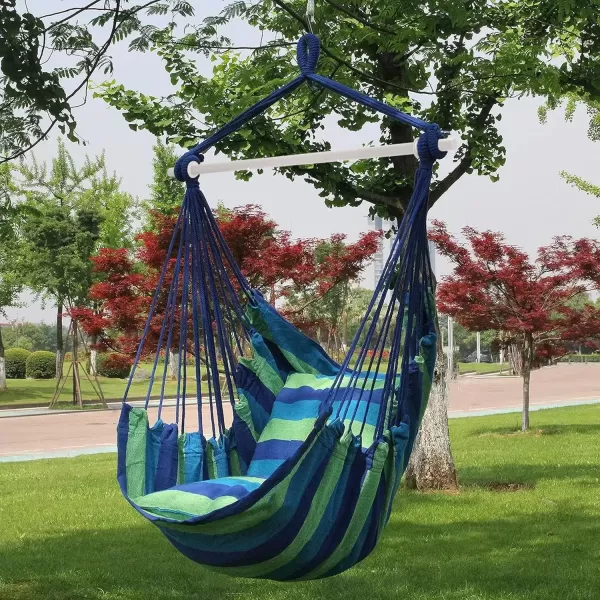 imageSorbus Stylish Swing Chair  Fine Cotton Weave for Super Comfort ampamp Durability Hanging Hammock Chair w2 Seat Cushions Portable Outdoor Hanging Chair wHardware Kit  Indoor Outdoor Use  Max 265lbsBlue