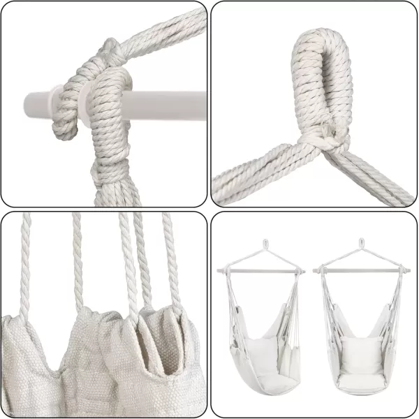 imageSorbus Stylish Swing Chair  Fine Cotton Weave for Super Comfort ampamp Durability Hanging Hammock Chair w2 Seat Cushions Portable Outdoor Hanging Chair wHardware Kit  Indoor Outdoor Use  Max 265lbsWhite