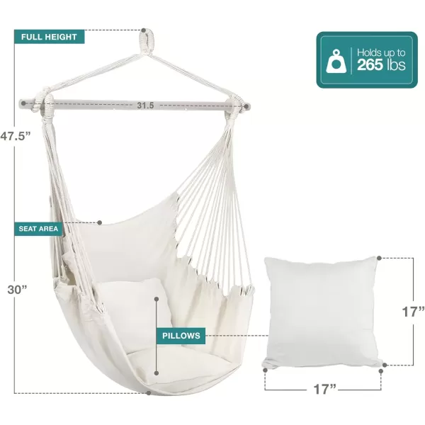 imageSorbus Stylish Swing Chair  Fine Cotton Weave for Super Comfort ampamp Durability Hanging Hammock Chair w2 Seat Cushions Portable Outdoor Hanging Chair wHardware Kit  Indoor Outdoor Use  Max 265lbsWhite