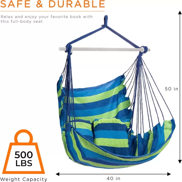 imageSorbus Stylish Swing Chair  Fine Cotton Weave for Super Comfort ampamp Durability Hanging Hammock Chair w2 Seat Cushions Portable Outdoor Hanging Chair wHardware Kit  Indoor Outdoor Use  Max 265lbsBlue