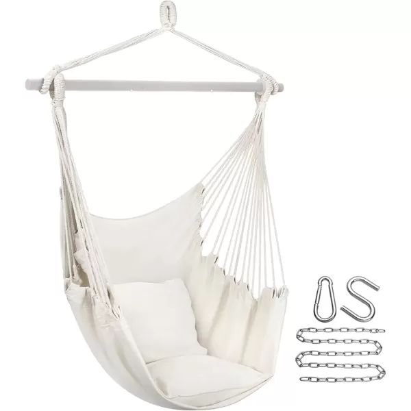 imageSorbus Stylish Swing Chair  Fine Cotton Weave for Super Comfort ampamp Durability Hanging Hammock Chair w2 Seat Cushions Portable Outdoor Hanging Chair wHardware Kit  Indoor Outdoor Use  Max 265lbsWhite