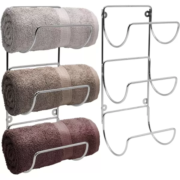 imageSorbus Towel Holder for Bathroom Wall  12 Level Wall Mounted Towel Rack Shelves for Rolled Bath Towels Washcloths Linen  Hanging Towel Racks for Bathroom Spa Salon Towel Storage OrganizerSilver