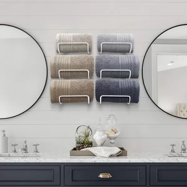 imageSorbus Towel Holder for Bathroom Wall  12 Level Wall Mounted Towel Rack Shelves for Rolled Bath Towels Washcloths Linen  Hanging Towel Racks for Bathroom Spa Salon Towel Storage OrganizerWhite