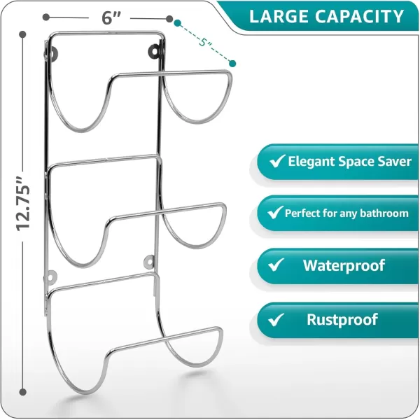 imageSorbus Towel Holder for Bathroom Wall  12 Level Wall Mounted Towel Rack Shelves for Rolled Bath Towels Washcloths Linen  Hanging Towel Racks for Bathroom Spa Salon Towel Storage OrganizerSilver