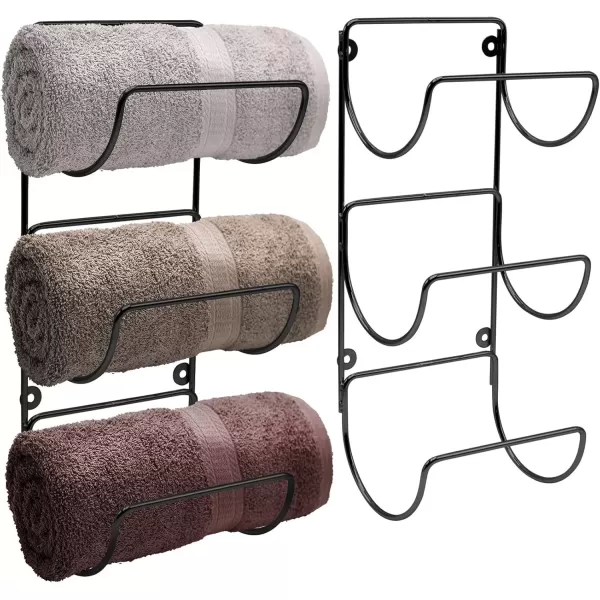 imageSorbus Towel Holder for Bathroom Wall  12 Level Wall Mounted Towel Rack Shelves for Rolled Bath Towels Washcloths Linen  Hanging Towel Racks for Bathroom Spa Salon Towel Storage OrganizerBlack
