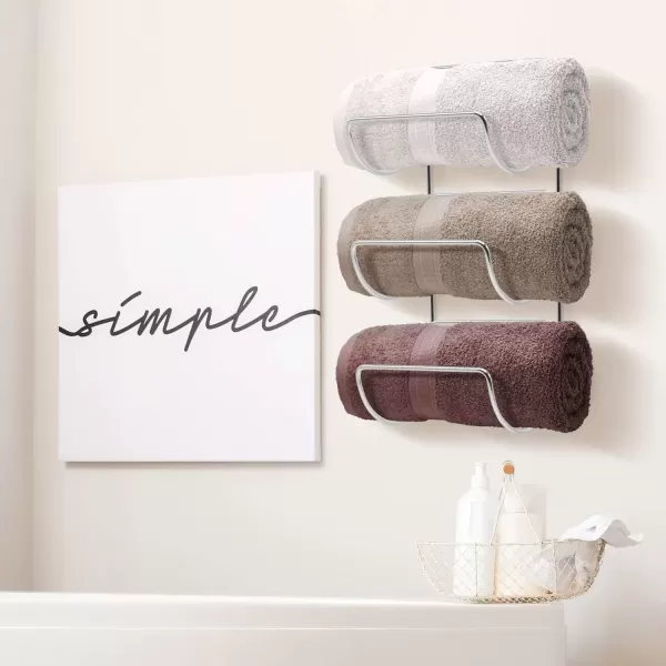 imageSorbus Towel Holder for Bathroom Wall  12 Level Wall Mounted Towel Rack Shelves for Rolled Bath Towels Washcloths Linen  Hanging Towel Racks for Bathroom Spa Salon Towel Storage OrganizerSilver