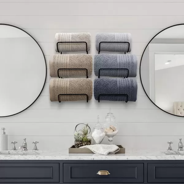 imageSorbus Towel Holder for Bathroom Wall  12 Level Wall Mounted Towel Rack Shelves for Rolled Bath Towels Washcloths Linen  Hanging Towel Racks for Bathroom Spa Salon Towel Storage OrganizerBlack