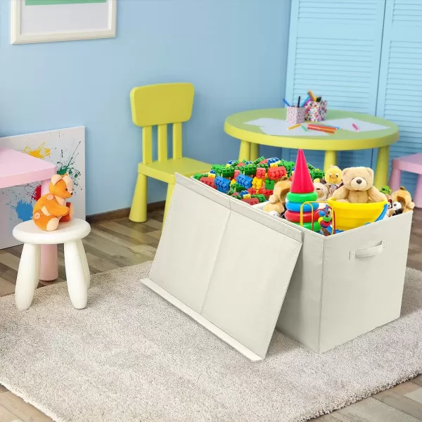 imageSorbus Toy Chest with FlipTop Lid Kids Collapsible Storage for Nursery Playroom Closet Home Organization Large GrayBeige