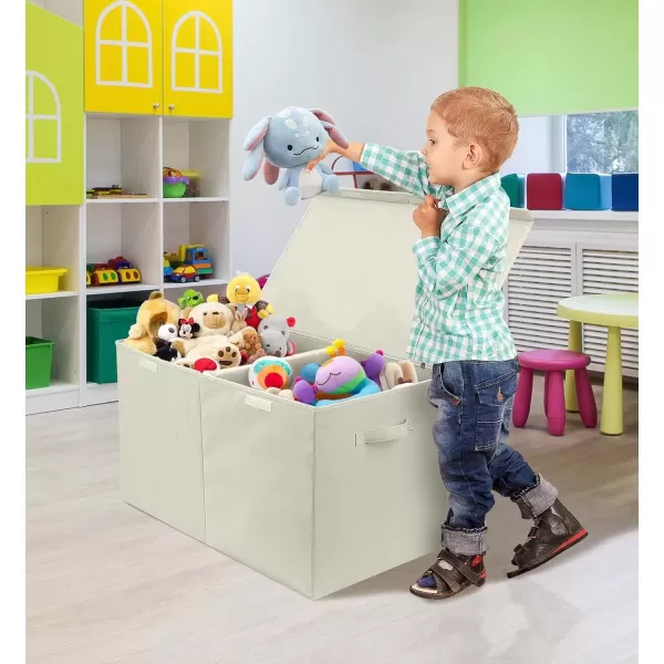 imageSorbus Toy Chest with FlipTop Lid Kids Collapsible Storage for Nursery Playroom Closet Home Organization Large GrayBeige