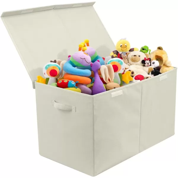 imageSorbus Toy Chest with FlipTop Lid Kids Collapsible Storage for Nursery Playroom Closet Home Organization Large GrayBeige