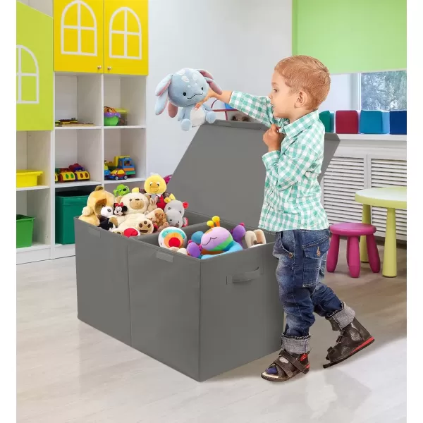 imageSorbus Toy Chest with FlipTop Lid Kids Collapsible Storage for Nursery Playroom Closet Home Organization Large GrayGray