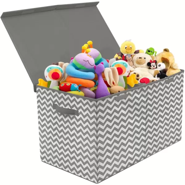 imageSorbus Toy Chest with FlipTop Lid Kids Collapsible Storage for Nursery Playroom Closet Home Organization Large GrayPattern  Chevron Gray