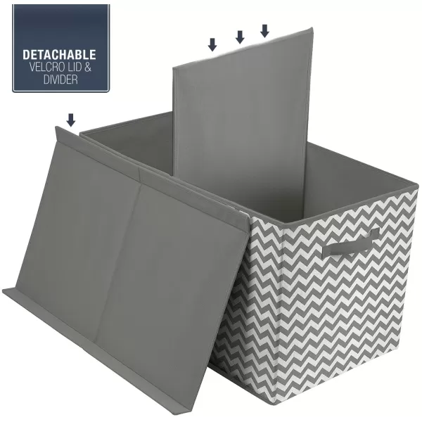 imageSorbus Toy Chest with FlipTop Lid Kids Collapsible Storage for Nursery Playroom Closet Home Organization Large GrayPattern  Chevron Gray