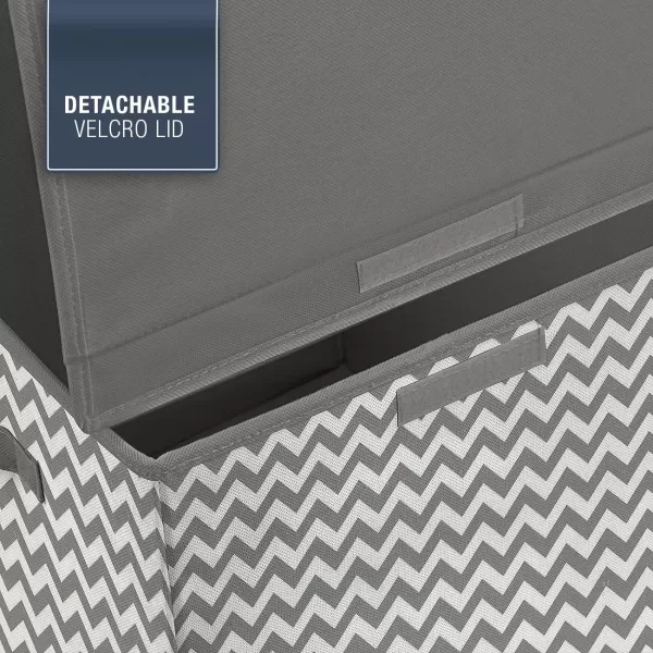 imageSorbus Toy Chest with FlipTop Lid Kids Collapsible Storage for Nursery Playroom Closet Home Organization Large GrayPattern  Chevron Gray