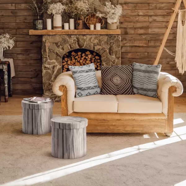 imageSorbus Tree Stump Stool Toy Storage Ottoman 15 Inch Fake tree stumps Log Stool Storage Artificial Tree Trunk Perfect Footstool Kids Toy Chest Rustic Log Cabin Decor Bench Pedestal Side End TableTree Stump  Gray