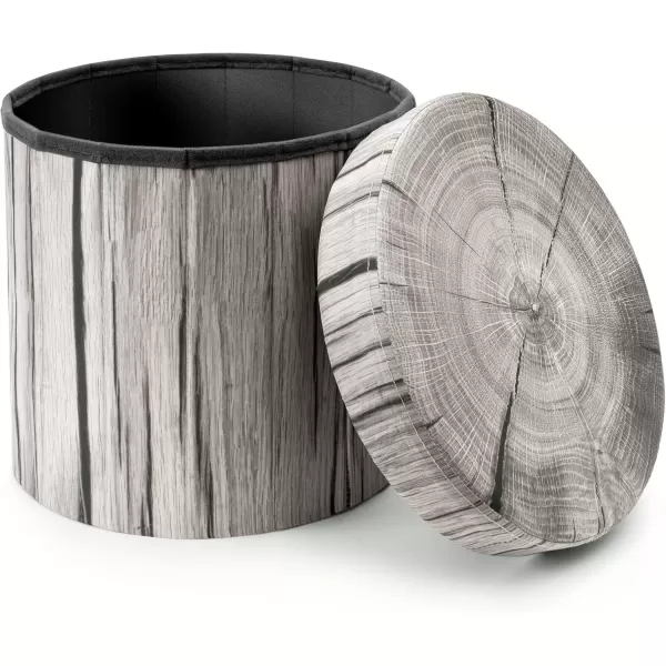 imageSorbus Tree Stump Stool Toy Storage Ottoman 15 Inch Fake tree stumps Log Stool Storage Artificial Tree Trunk Perfect Footstool Kids Toy Chest Rustic Log Cabin Decor Bench Pedestal Side End TableTree Stump  Gray