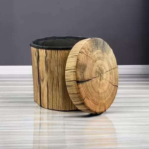 imageSorbus Tree Stump Stool Toy Storage Ottoman 15 Inch Fake tree stumps Log Stool Storage Artificial Tree Trunk Perfect Footstool Kids Toy Chest Rustic Log Cabin Decor Bench Pedestal Side End TableTree Stump
