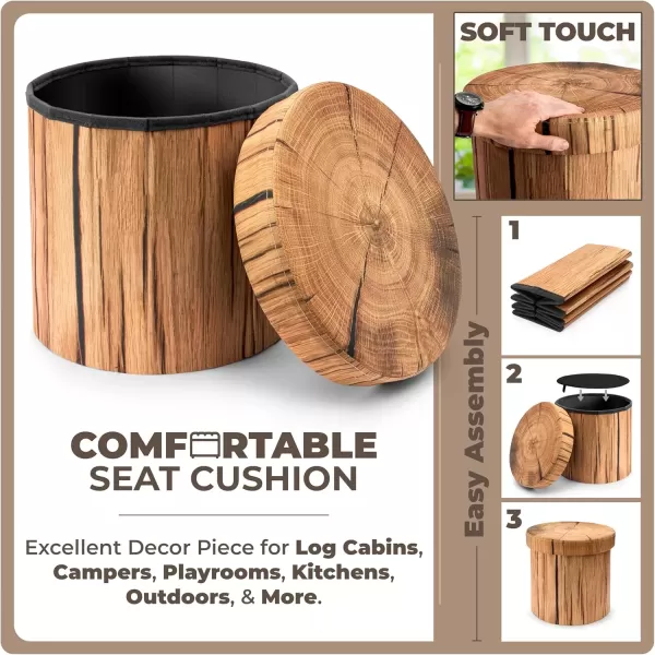 imageSorbus Tree Stump Stool Toy Storage Ottoman 15 Inch Fake tree stumps Log Stool Storage Artificial Tree Trunk Perfect Footstool Kids Toy Chest Rustic Log Cabin Decor Bench Pedestal Side End TableTree Stump