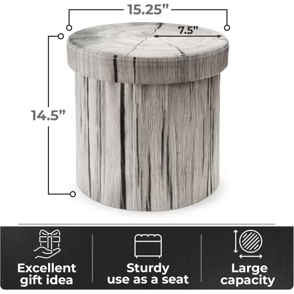 imageSorbus Tree Stump Stool Toy Storage Ottoman 15 Inch Fake tree stumps Log Stool Storage Artificial Tree Trunk Perfect Footstool Kids Toy Chest Rustic Log Cabin Decor Bench Pedestal Side End TableTree Stump  Gray