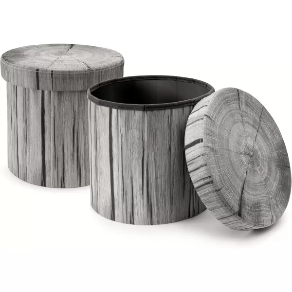 imageSorbus Tree Stump Stool Toy Storage Ottoman 15 Inch Fake tree stumps Log Stool Storage Artificial Tree Trunk Perfect Footstool Kids Toy Chest Rustic Log Cabin Decor Bench Pedestal Side End TableTree Stump  Gray
