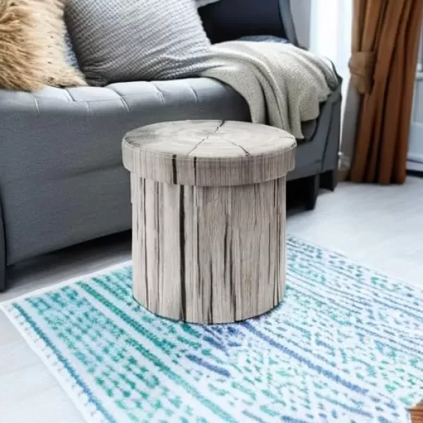 imageSorbus Tree Stump Stool Toy Storage Ottoman 15 Inch Fake tree stumps Log Stool Storage Artificial Tree Trunk Perfect Footstool Kids Toy Chest Rustic Log Cabin Decor Bench Pedestal Side End TableTree Stump  Gray