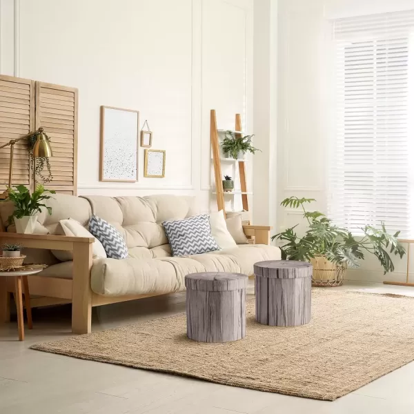 imageSorbus Tree Stump Stool Toy Storage Ottoman 15 Inch Fake tree stumps Log Stool Storage Artificial Tree Trunk Perfect Footstool Kids Toy Chest Rustic Log Cabin Decor Bench Pedestal Side End TableTree Stump  Gray