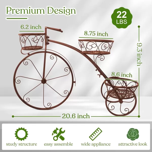 imageSorbus Tricycle Plant Stand  Flower Pot Cart Holder  Ideal for Home Garden Patio  Great Gift for Plant Lovers Housewarming Mothers Day  Parisian Style BlackBronze