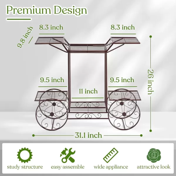imageSorbus Tricycle Plant Stand  Flower Pot Cart Holder  Ideal for Home Garden Patio  Great Gift for Plant Lovers Housewarming Mothers Day  Parisian Style BlackBronze