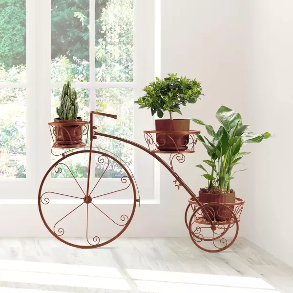 imageSorbus Tricycle Plant Stand  Flower Pot Cart Holder  Ideal for Home Garden Patio  Great Gift for Plant Lovers Housewarming Mothers Day  Parisian Style BlackBronze