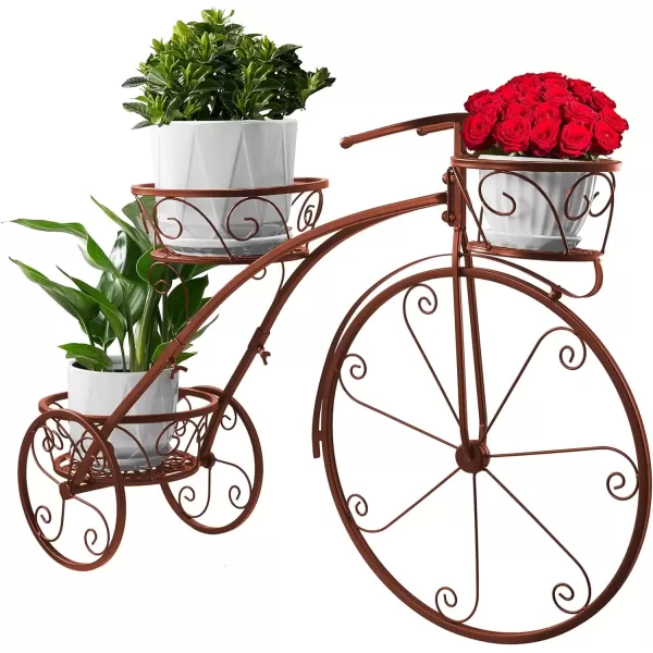 imageSorbus Tricycle Plant Stand  Flower Pot Cart Holder  Ideal for Home Garden Patio  Great Gift for Plant Lovers Housewarming Mothers Day  Parisian Style BlackBronze