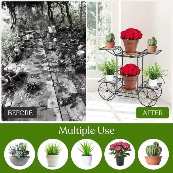 imageSorbus Tricycle Plant Stand  Flower Pot Cart Holder  Ideal for Home Garden Patio  Great Gift for Plant Lovers Housewarming Mothers Day  Parisian Style BlackBlack