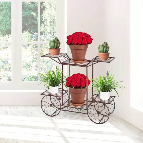 imageSorbus Tricycle Plant Stand  Flower Pot Cart Holder  Ideal for Home Garden Patio  Great Gift for Plant Lovers Housewarming Mothers Day  Parisian Style BlackBronze