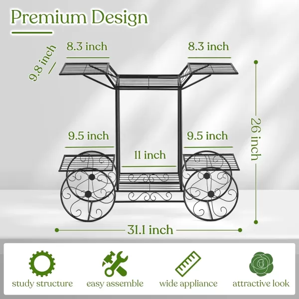 imageSorbus Tricycle Plant Stand  Flower Pot Cart Holder  Ideal for Home Garden Patio  Great Gift for Plant Lovers Housewarming Mothers Day  Parisian Style BlackBlack