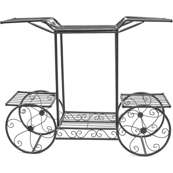 imageSorbus Tricycle Plant Stand  Flower Pot Cart Holder  Ideal for Home Garden Patio  Great Gift for Plant Lovers Housewarming Mothers Day  Parisian Style BlackBlack