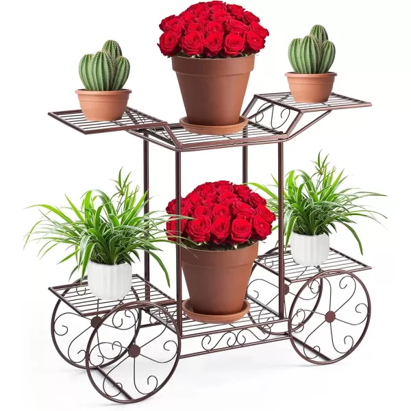 imageSorbus Tricycle Plant Stand  Flower Pot Cart Holder  Ideal for Home Garden Patio  Great Gift for Plant Lovers Housewarming Mothers Day  Parisian Style BlackBronze