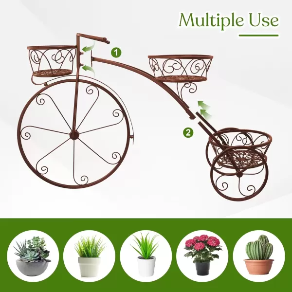 imageSorbus Tricycle Plant Stand  Flower Pot Cart Holder  Ideal for Home Garden Patio  Great Gift for Plant Lovers Housewarming Mothers Day  Parisian Style BlackBronze