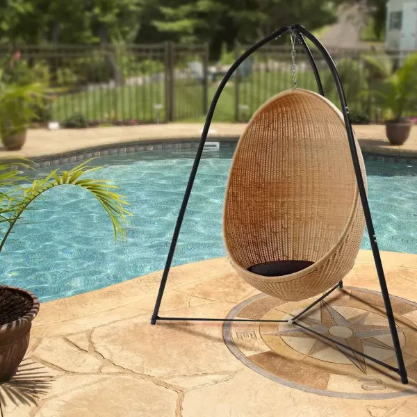 imageSorbus Tripod Hanging Chair Stand  330 lbs Capacity Heavy Duty Steel Sensory Swing Weather ampamp Rust Resistant  Adjustable Portable Hammock Stand for Lounger Saucer Air Porch IndoorOutdoor PatioBlack