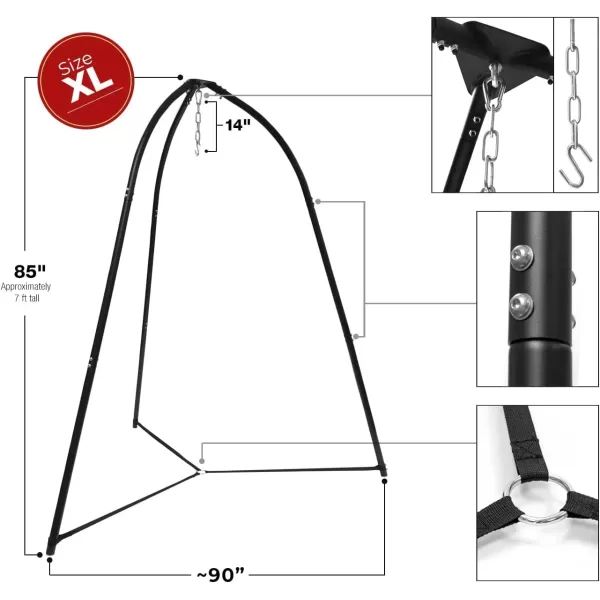 imageSorbus Tripod Hanging Chair Stand  330 lbs Capacity Heavy Duty Steel Sensory Swing Weather ampamp Rust Resistant  Adjustable Portable Hammock Stand for Lounger Saucer Air Porch IndoorOutdoor PatioBlack