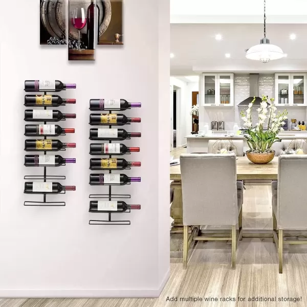 imageSorbus Wall Mount Wine Rack Holds 9 Bottles  Wine Rack Wall Mounted for Wine Bottles Liquor Champagne Black Metal Wine Bottle Holder for Home Bar Wine Kitchen Storage2 Pack