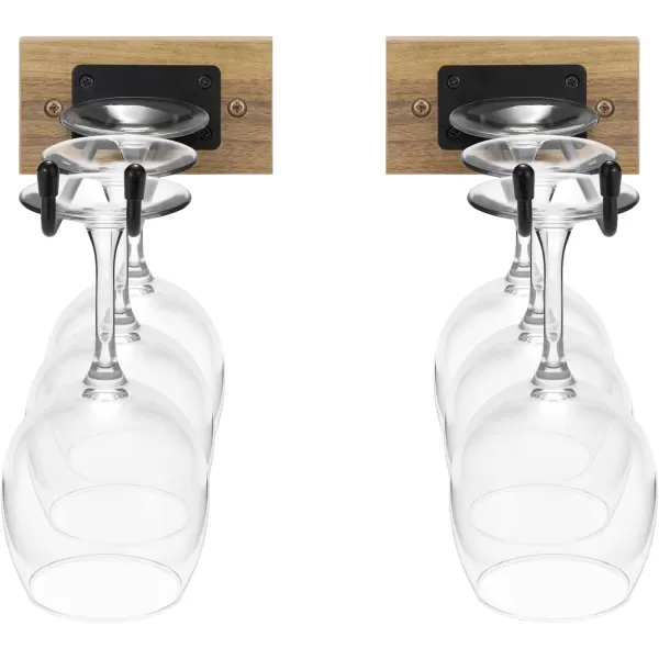 imageSorbus Wall Mounted Wine Glass Stemware Rack Set  Wire ampamp Wood Wine Rack Wall Mounted for Wine Glasses Champagne Glasses and Drinkware  Complete Your Home Bar ampamp Kitchen StorageMahogany