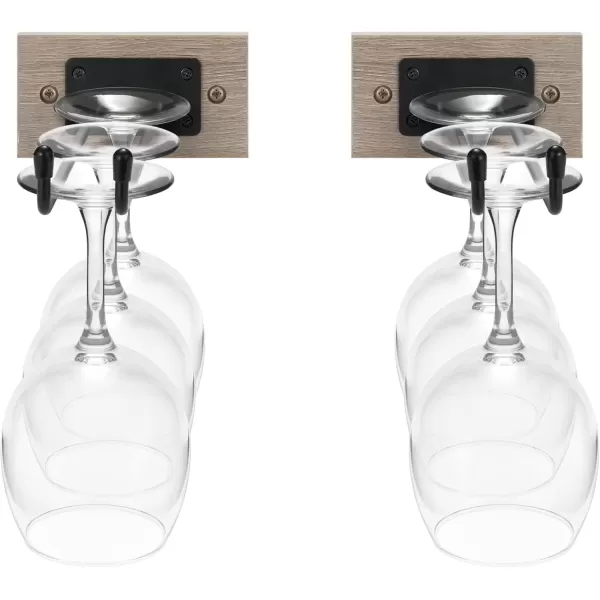 imageSorbus Wall Mounted Wine Glass Stemware Rack Set  Wire ampamp Wood Wine Rack Wall Mounted for Wine Glasses Champagne Glasses and Drinkware  Complete Your Home Bar ampamp Kitchen StorageGrey