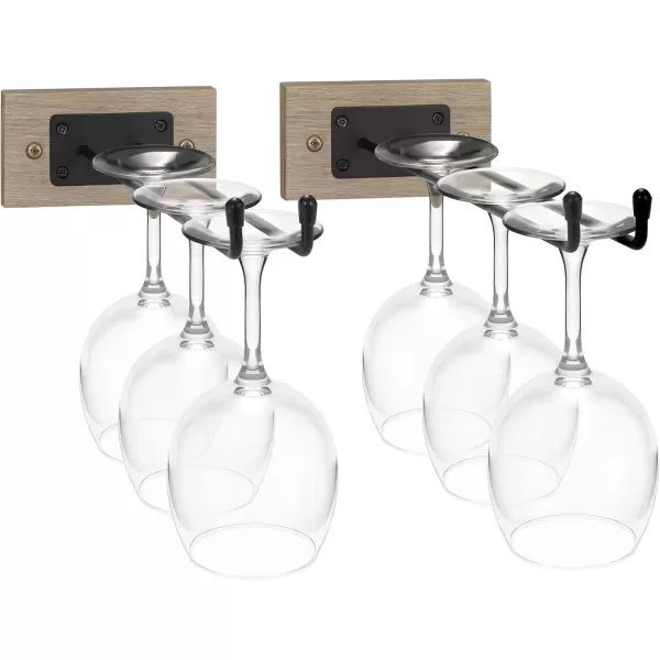 imageSorbus Wall Mounted Wine Glass Stemware Rack Set  Wire ampamp Wood Wine Rack Wall Mounted for Wine Glasses Champagne Glasses and Drinkware  Complete Your Home Bar ampamp Kitchen StorageGrey