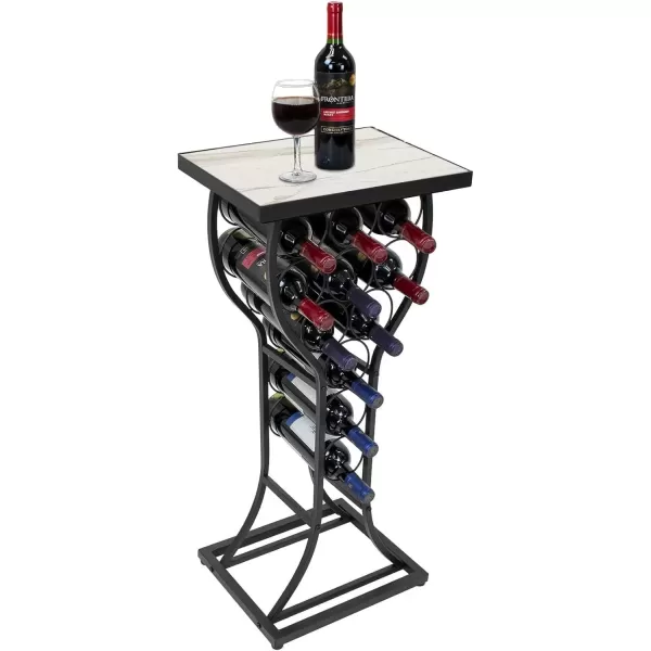 imageSorbus Wine Rack Console for Home Bar  Mini Wine Stand with Faux White Marble Table Top  Durable Metal Freestanding Wine Storage Cabinet Shelf  Wine Racks Free Standing Floor Holds 11 Wine BottlesMarble Wine Rack  White