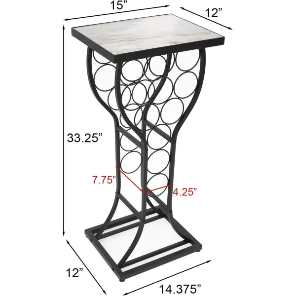 imageSorbus Wine Rack Console for Home Bar  Mini Wine Stand with Faux White Marble Table Top  Durable Metal Freestanding Wine Storage Cabinet Shelf  Wine Racks Free Standing Floor Holds 11 Wine BottlesMarble Wine Rack  White