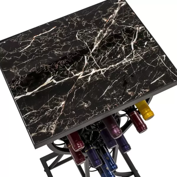 imageSorbus Wine Rack Console for Home Bar  Mini Wine Stand with Faux White Marble Table Top  Durable Metal Freestanding Wine Storage Cabinet Shelf  Wine Racks Free Standing Floor Holds 11 Wine BottlesMarble Wine Rack  Black