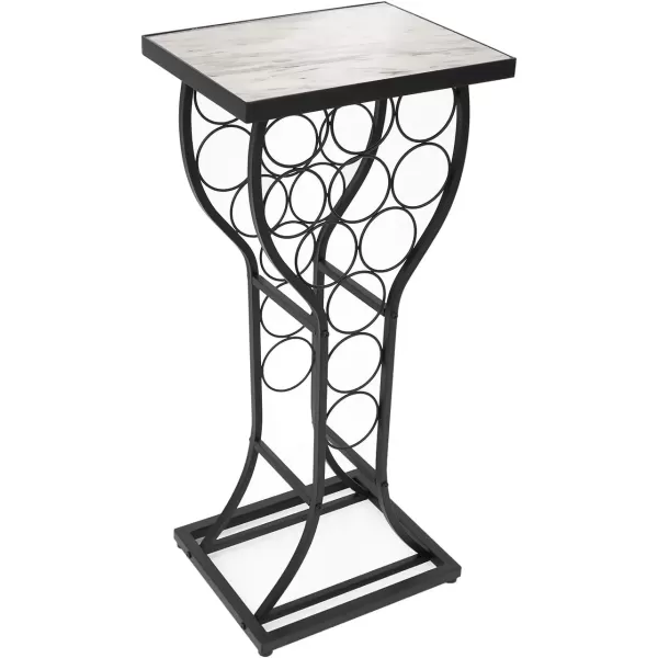 imageSorbus Wine Rack Console for Home Bar  Mini Wine Stand with Faux White Marble Table Top  Durable Metal Freestanding Wine Storage Cabinet Shelf  Wine Racks Free Standing Floor Holds 11 Wine BottlesMarble Wine Rack  White