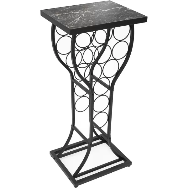 imageSorbus Wine Rack Console for Home Bar  Mini Wine Stand with Faux White Marble Table Top  Durable Metal Freestanding Wine Storage Cabinet Shelf  Wine Racks Free Standing Floor Holds 11 Wine BottlesMarble Wine Rack  Black
