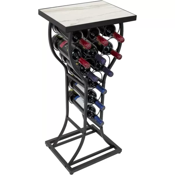 imageSorbus Wine Rack Console for Home Bar  Mini Wine Stand with Faux White Marble Table Top  Durable Metal Freestanding Wine Storage Cabinet Shelf  Wine Racks Free Standing Floor Holds 11 Wine BottlesMarble Wine Rack  White