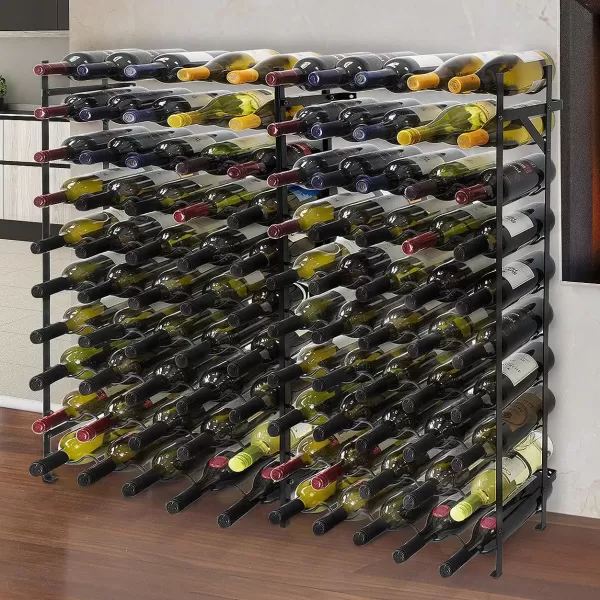 imageSorbus Wine Rack Freestanding Floor  Wine Bottle Holder Holds 40 Bottles of Wine  40 Bottle Capacity Wine Storage for Any Bar Wine Cellar Kitchen Dining Room100 Bottles