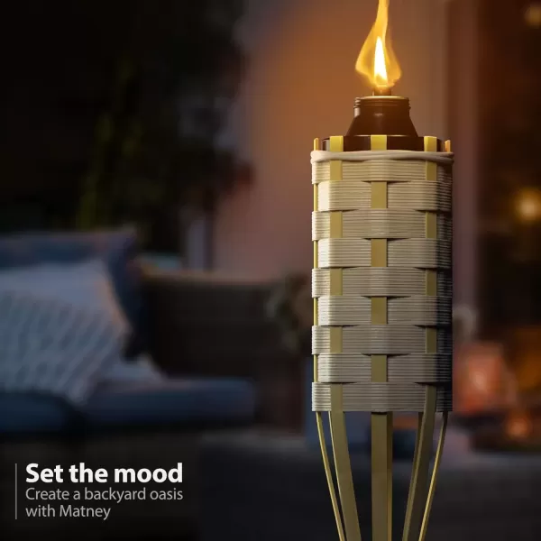 imageMatney Bamboo Torches for Outside Mosquitos Repellent  XL 60 Inches 8 Pack  Includes Metal Oil Canisters with Snuffer Covers  Mosquito Torches Outdoor  Patio Outdoor Decorating ampamp Parties8 Pack